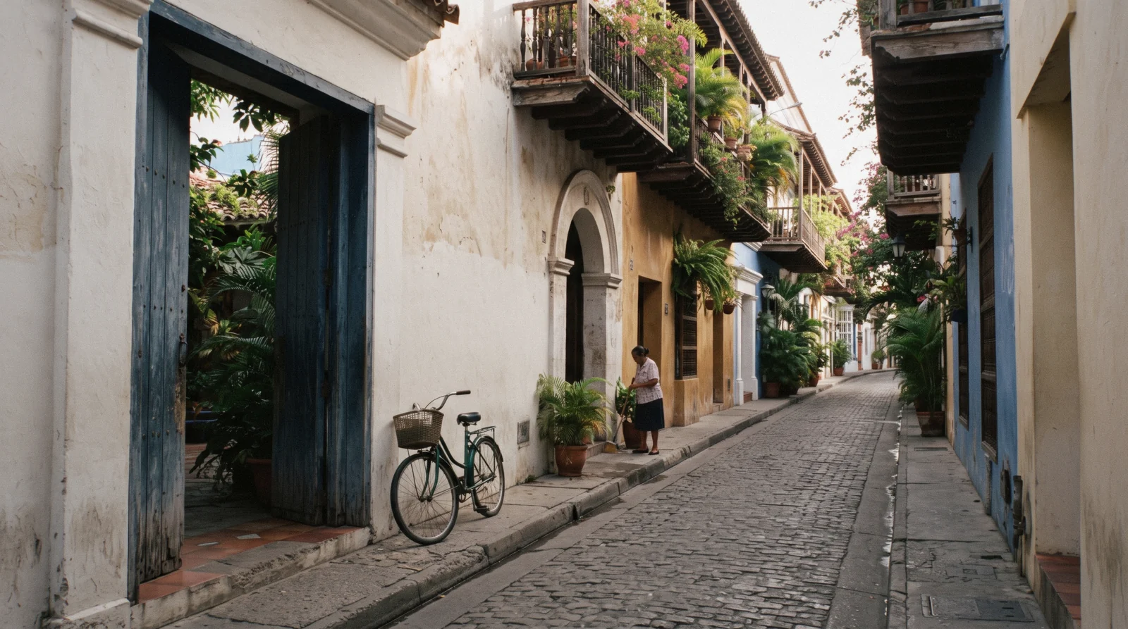 Balconied streets and hotel courtyards in the Walled City, where to stay in Cartagena